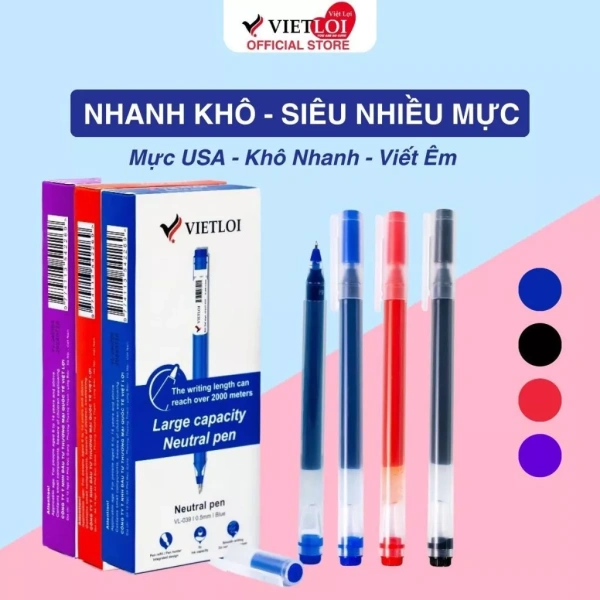 Hình ảnh sản phẩm Bút Gel VIỆT LỢI VL039 - Đầu 0.5mm mượt, cho học sinh & văn phòng, giá 40.000đ