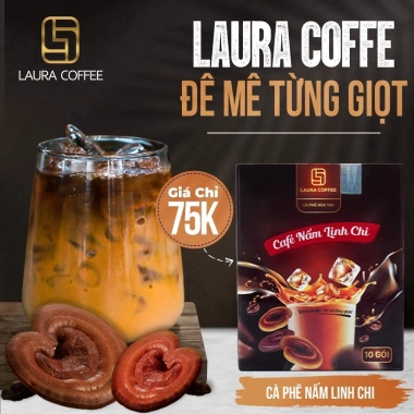 Cà phê Đông Trùng Hạ Thảo và Nấm Linh Chi Laura Coffee 10 gói, cafe sữa hòa tan, giảm còn 75.000₫ 3 Cà phê Đông Trùng Hạ Thảo và Nấm Linh Chi Laura Coffee 10 gói, cafe sữa hòa tan, giảm còn 75.000₫ 3