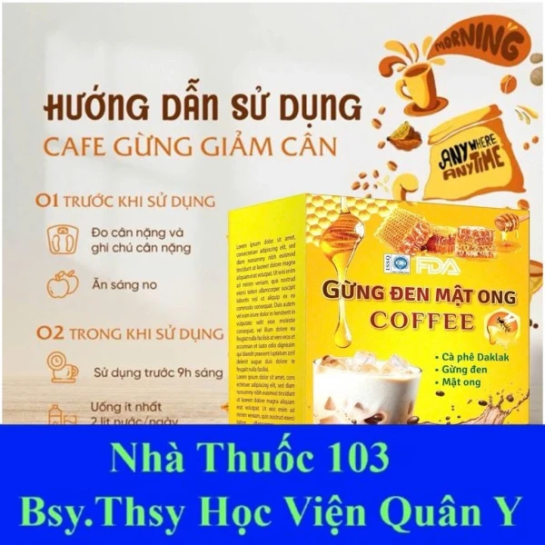 Hình ảnh sản phẩm Cà Phê Gừng Đen Mật Ong Giảm Cân 15 Gói Chính Hãng - Đốt Mỡ Nhanh, Tăng Năng Lượng