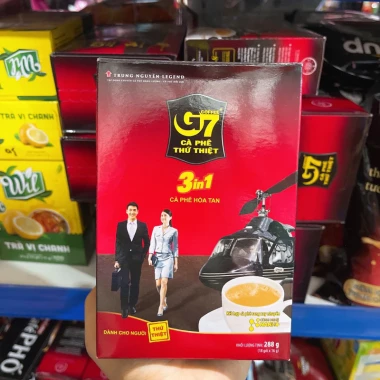Cà Phê Hoà Tan 3 in 1 G7 Hộp 336g/288g - Đậm đà tiện lợi, giảm còn 85.000 Cà Phê Hoà Tan 3 in 1 G7 Hộp 336g/288g - Đậm đà tiện lợi, giảm còn 85.000