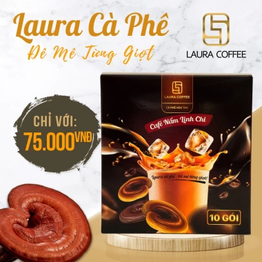 Cà phê nấm linh chi Nhật Kim Anh Laura Coffee sữa hòa tan 10 gói - Giá ưu đãi 73.000₫