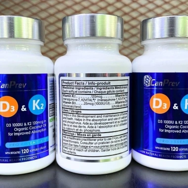 CanPrev Vitamin D3 K2 120 Viên - Da Đẹp, Xương Khỏe, Giảm Căng Thẳng - Giá ưu đãi 662.000 VND
