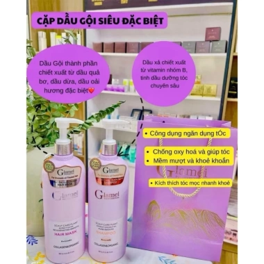 Cặp Dầu Gội Xả GLAMEI 1.000ml Siêu Mượt - Phục Hồi Hư Tổn, Giá Ưu Đãi 290k