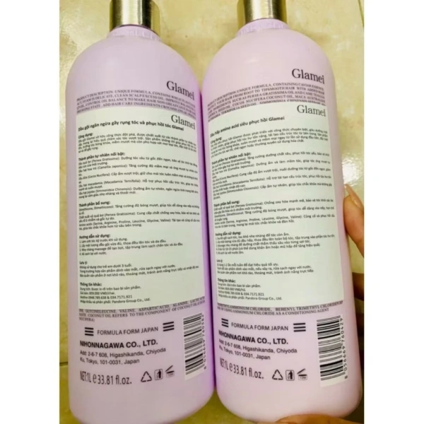 Hình ảnh sản phẩm Cặp Dầu Gội Xả GLAMEI 1.000ml Siêu Mượt - Phục Hồi Hư Tổn, Giá Ưu Đãi 290k