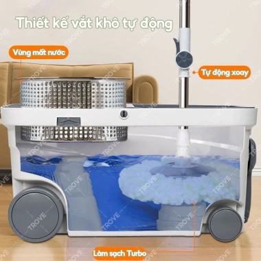 Cây lau nhà tự vắt 360°, bánh xe cao cấp, thùng lau & tay kéo – 259.000₫ 4