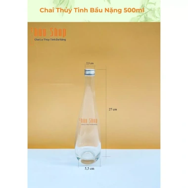 Chai thủy tinh bầu 500ml nắp nhôm bạc - Đựng nước ép, cafe, sữa hạt, chỉ 40.000đ
