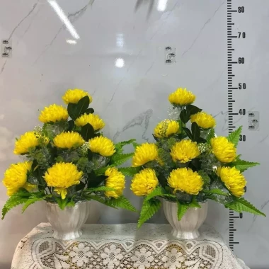 Chậu hoa cúc đại đóa 9 bông, chậu nhựa cứng, hoa lụa cao 45cm - Giá chỉ 190k Chậu hoa cúc đại đóa 9 bông, chậu nhựa cứng, hoa lụa cao 45cm - Giá chỉ 190k