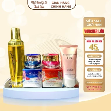 (CHÍNH HÃNG) Combo 4 Món Kem Meiduzi Nhật Bản Kèm Serum Vàng Và Kem Chống Nắng Uv Mẫu Mới 2
