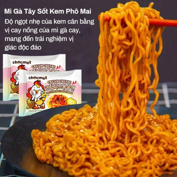 Hình ảnh sản phẩm CHOCMET Mì Gà Tây Cay Hàn Quốc vị Kem Phô Mai 113g*2 - Sữa thơm, sốt đặc biệt, tiện lợi 39.999đ