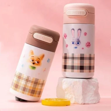 Cốc Nước Cách Nhiệt In Hoạt Hình Chống Rò Rỉ Thép Không Gỉ Giữ Nhiệt Cao Bỏ Túi Học Sinh