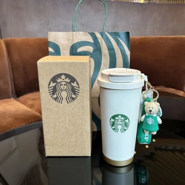 Cốc Starbucks 473ml Thép Không Gỉ Giữ Nhiệt Đôi Miệng, kèm ống hút và móc khóa quà tặng 5