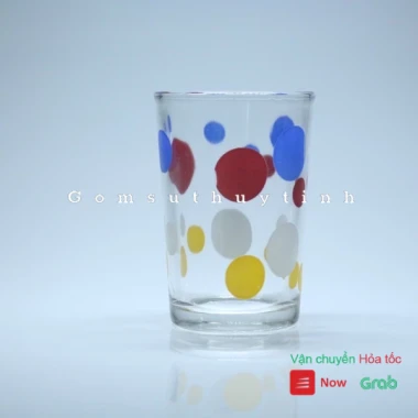 Cốc Thủy Tinh Chấm Bi Tuổi Thơ 230ml - Giá Chỉ 15660đ! Ly Uống Nước Đẹp Lãng Mạn 5