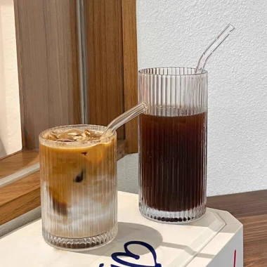 Cốc Thủy Tinh Chịu Nhiệt Vân Sọc Cao Cấp 260-360ml Uống Cafe Trà Cocktail Giá Tốt 35k 7