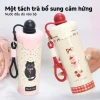 "Cốc trà hoa giữ nhiệt 316 thép không gỉ giá rẻ chỉ 134.500đ - ống hút nhựa, dây đeo" 2