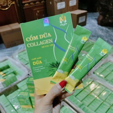 CỐM DỨA COLLAGEN - Cốm Dứa Collagen Detox Vip Chính Hãng hỗ trợ đẹp da đẹp dáng, detox cơ thể, bổ sung collagen hộp15goi