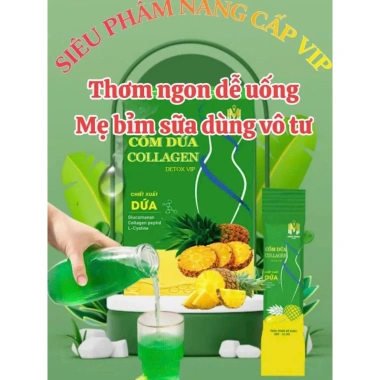 CỐM DỨA COLLAGEN - Cốm Dứa Collagen Detox Vip Chính Hãng hỗ trợ đẹp da đẹp dáng, detox cơ thể, bổ sung collagen hộp15goi