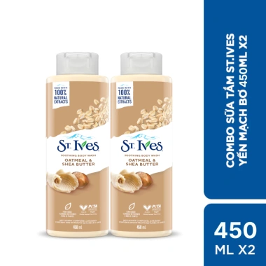 Combo 2 chai Sữa tắm St.Ives Yến mạch & Bơ 450ml-700ml - Giảm giá 22% chỉ 333.000₫ 5 Combo 2 chai Sữa tắm St.Ives Yến mạch & Bơ 450ml-700ml - Giảm giá 22% chỉ 333.000₫ 5