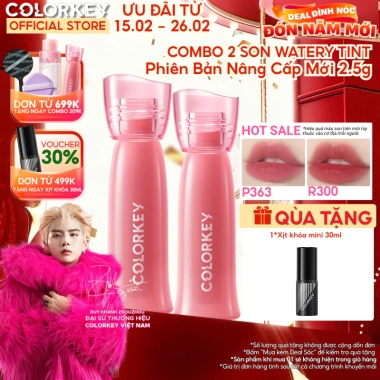 Combo 2 Son COLORKEY Watery Tint 2.5g - Bền màu lâu, không dính cốc, siêu mịn, chỉ 439k