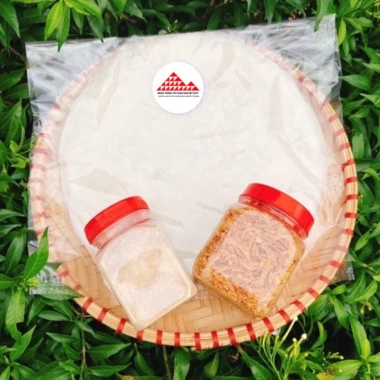 Combo 300g bánh tráng tròn phơi sương + 100g hành phi + 100g muối tôm nhuyễn Tây Ninh 2 Combo 300g bánh tráng tròn phơi sương + 100g hành phi + 100g muối tôm nhuyễn Tây Ninh 2