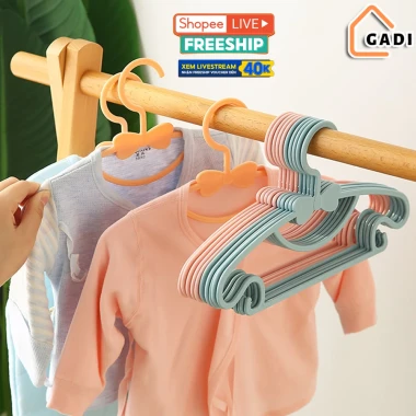 Combo 40 móc treo quần áo trẻ em thiết kế hình nơ dễ thương , Móc phơi đồ trẻ sơ sinh chất liệu nhựa PP an toàn cho bé.