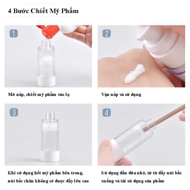 [COMBO 5 LỌ] Chai lọ hút chân không chiết mỹ phẩm nhựa trong suốt nhấn xịt giọt xịt sương 5ml 10ml 15ml 30ml 50ml 100ml 3