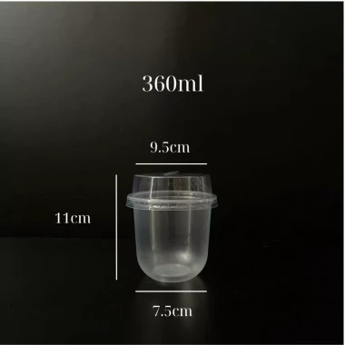 [Combo 50] Ly Nhựa PP Trong Suốt Nắp Fi95 Bằng Cao Đáy Bầu 360ml/500ml/700ml Đựng Trà Sữa, Sinh Tố 4