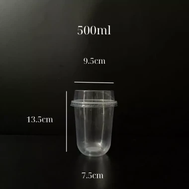 [Combo 50] Ly Nhựa PP Trong Suốt Nắp Fi95 Bằng Cao Đáy Bầu 360ml/500ml/700ml Đựng Trà Sữa, Sinh Tố 5