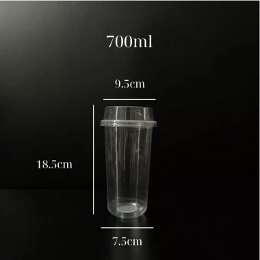 [Combo 50] Ly Nhựa PP Trong Suốt Nắp Fi95 Bằng Cao Đáy Bầu 360ml/500ml/700ml Đựng Trà Sữa, Sinh Tố 6