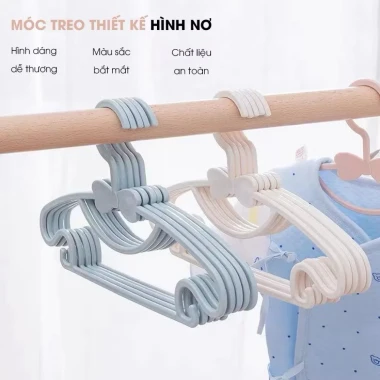 Combo 50 Móc Treo Quần Áo Trẻ Em Nơ Dễ Thương Nhựa PP An Toàn - Giá Ưu Đãi 26.500