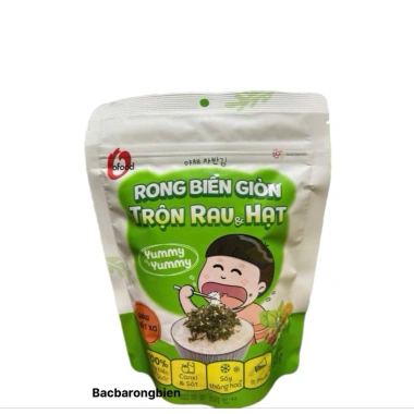 Combo 6 vị rong biển giòn trộn ăn liền o'food (rau và hạt, cá hồi, hải sản, gia vị , khô gà, hạnh nhân)