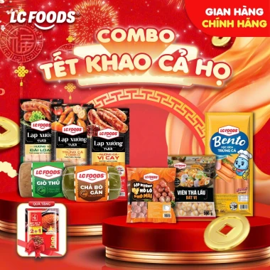 [COMBO 8 MÓN] TẾT KHAO CẢ HỌ - Lạp Xưởng Nướng Đá, Viên Thả Lẩu, Lạp Xưởng Hồ Lô Phô Mai, Chả Lụa, Giò Thủ LC FOODS 2