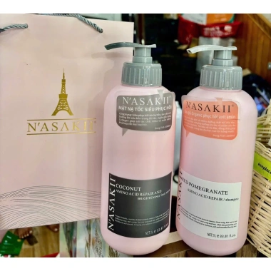 COMBO DẦU GỘI XẢ NASAKII 1.000ML lưu hương mềm tóc suôn mượt phục hồi tóc giảm tóc gãy rụng, bảo vệ mái tóc