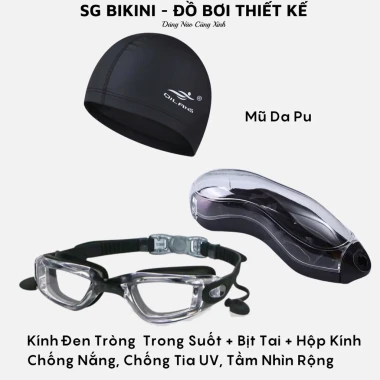 Combo Mắt Kính Bơi Chống Nước & Mũ Bơi Da Pu - Giá Rẻ 179k, Bơi Lội, Du Lịch Biển Lý Tưởng 2