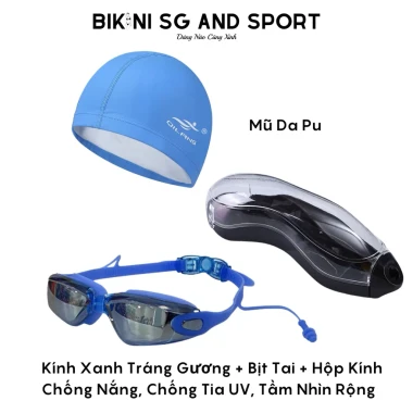 Combo Mắt Kính Bơi Chống Nước & Mũ Bơi Da Pu - Giá Rẻ 179k, Bơi Lội, Du Lịch Biển Lý Tưởng 12