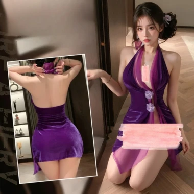 Cosplay sườn xám cách tân tím nhung sexy - váy ngủ cổ trang Hán phục gợi cảm - Giá 189.150 4 Cosplay sườn xám cách tân tím nhung sexy - váy ngủ cổ trang Hán phục gợi cảm - Giá 189.150 4