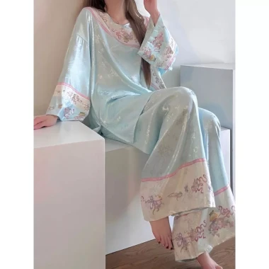 Cung điện Han Elements - Bộ đồ ngủ Hanfu retro phong cách Trung Hoa, in hình mắt cá, phù hợp cho cả nhà 4