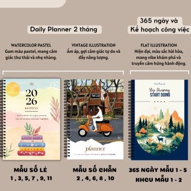 Daily Planner 2.026 - Sổ Tay Kế Hoạch Mục Tiêu A5 72 Trang Bìa Mềm Giá Ưu Đãi 50,000đ
