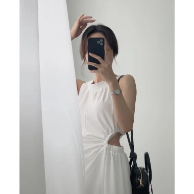 Đầm Dài Cut Out Màu Trắng Siêu Đẹp Váy Maxi Midi Bo Chun Khoét Eo Giảm Giá Cực Sâu chỉ 305k 4 Đầm Dài Cut Out Màu Trắng Siêu Đẹp Váy Maxi Midi Bo Chun Khoét Eo Giảm Giá Cực Sâu chỉ 305k 4