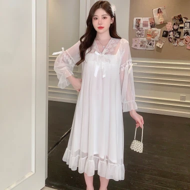 Đầm ngủ nữ cổ V dài tay có đệm ngực - Thoải mái, sang trọng, giá ưu đãi 290.500 6