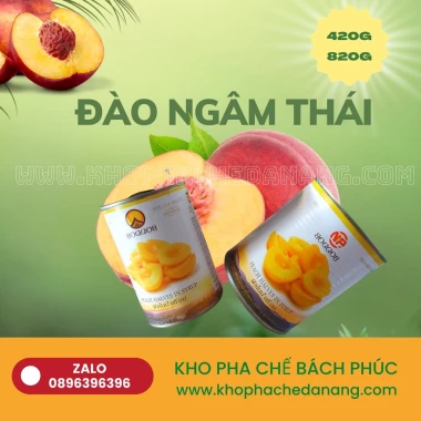 Đào Ngâm Thái Lan 820g - Nguyên liệu pha chế trà đào, ưu đãi 45k tại Kho Bách Phúc 3