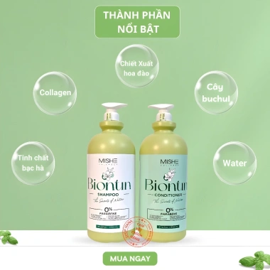 Dầu Gội Cặp Mishe Collagen Biotin 2.000ml SHOPHANA+ Dưỡng Tóc Kích Mọc Tóc Phục Hồi Tóc Hư Tổn Giảm Rụng Tóc Thơm Lâu