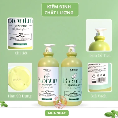 Dầu Gội Cặp Mishe Collagen Biotin 2.000ml SHOPHANA+ Dưỡng Tóc Kích Mọc Tóc Phục Hồi Tóc Hư Tổn Giảm Rụng Tóc Thơm Lâu