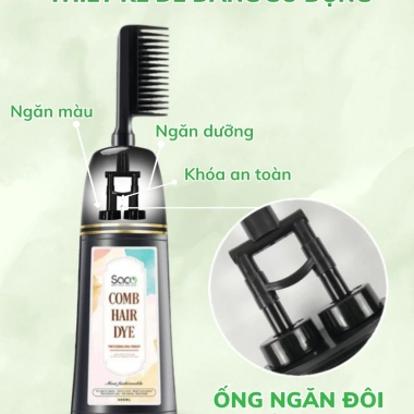Dầu gội phủ bạc chính hãng SACO 400ml dạng lược, thành phần thiên nhiên, nhuộm tóc đen chỉ 15 phút