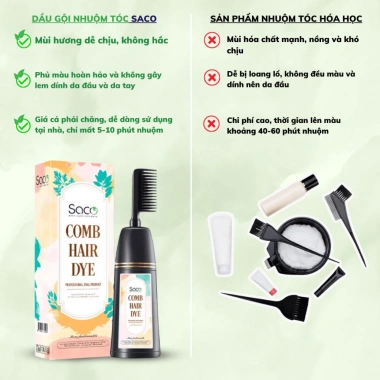 Dầu gội phủ bạc chính hãng SACO 400ml dạng lược, thành phần thiên nhiên, nhuộm tóc đen chỉ 15 phút 6 Dầu gội phủ bạc chính hãng SACO 400ml dạng lược, thành phần thiên nhiên, nhuộm tóc đen chỉ 15 phút 6