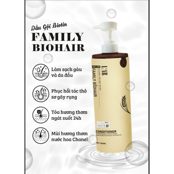 Hình ảnh sản phẩm Dầu Gội Xả Biotin Biohair L'AR - Phục hồi, kích mọc tóc, hương nước hoa - 223k