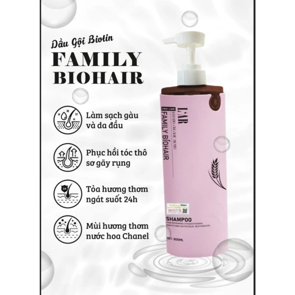 Hình ảnh sản phẩm Dầu Gội Xả Biotin Biohair L'AR - Phục hồi, kích mọc tóc, hương nước hoa - 223k