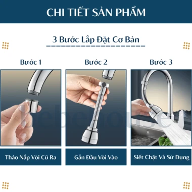 Đầu Vòi Inox 304 Đa Năng BEBEHOUSE 3 Chế Độ Xả Nước Giá Rẻ HT017 Giảm 20% 4 Đầu Vòi Inox 304 Đa Năng BEBEHOUSE 3 Chế Độ Xả Nước Giá Rẻ HT017 Giảm 20% 4