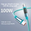 Dây cáp sạc nhanh 100W Type C Basemo - Đèn LED hiển thị công suất - Dây bện dày 1m 2