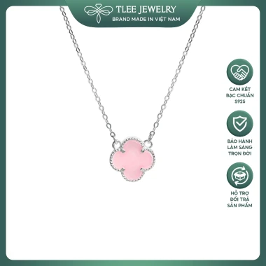 Dây chuyền bạc nữ cỏ bốn lá mã não hồng TLEE JEWELRY - May mắn, dịu dàng, giá 319k 2 Dây chuyền bạc nữ cỏ bốn lá mã não hồng TLEE JEWELRY - May mắn, dịu dàng, giá 319k 2
