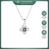 Dây chuyền bạc nữ TLEE mặt cỏ bốn lá khung viền hoa xoáy đính đá viền lấp lánh TLEE JEWELRY D0324 2